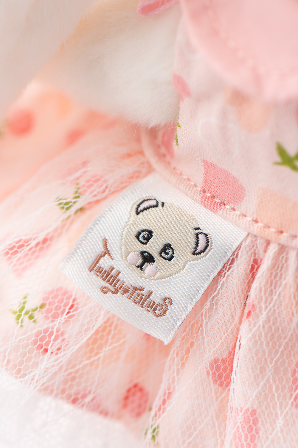 リナ ポケットシリーズ - ピンクチェリードレスのうさぎ (ホワイト) (15CM)