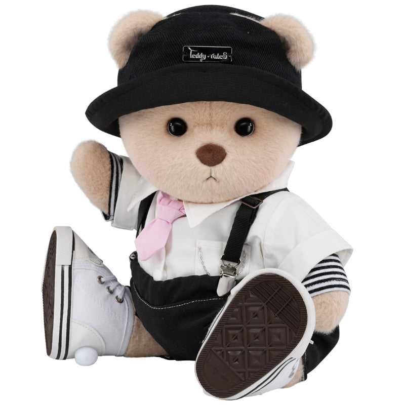 Male Black Overalls Suit With Hat (shoes not included) for 30cm baby
