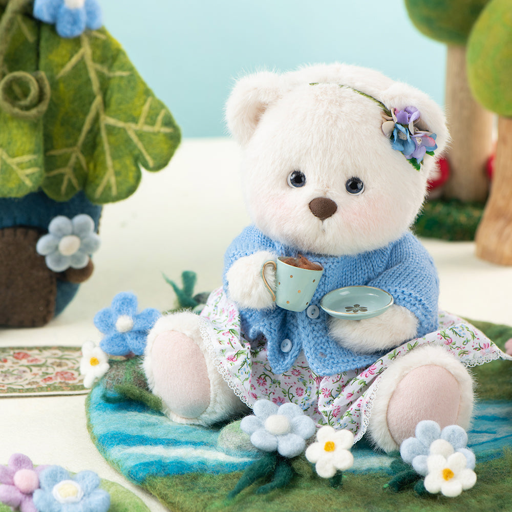 お話ベア「忘れな草」(30cm)お洋服付き