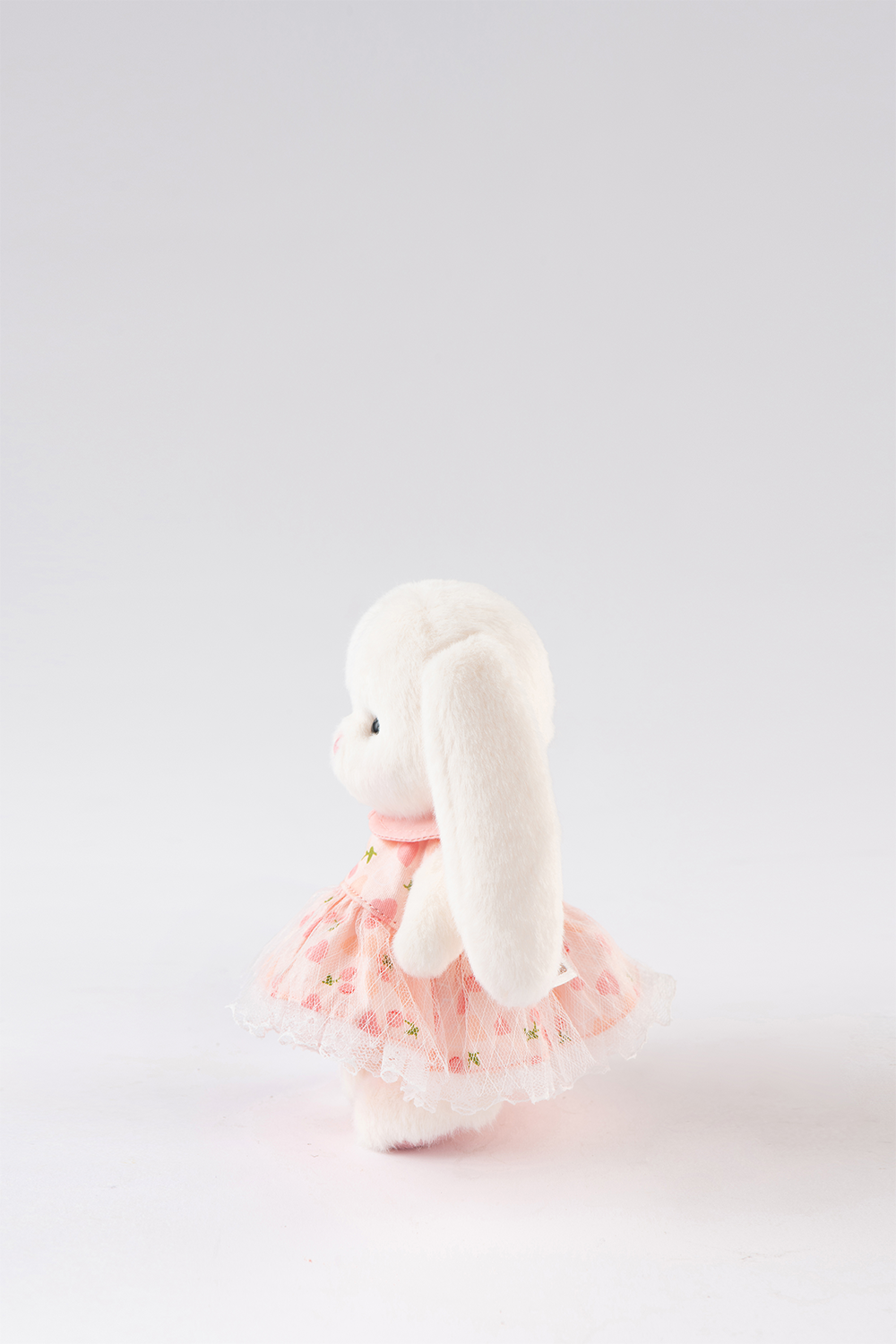 リナ ポケットシリーズ - ピンクチェリードレスのうさぎ (ホワイト) (15CM)