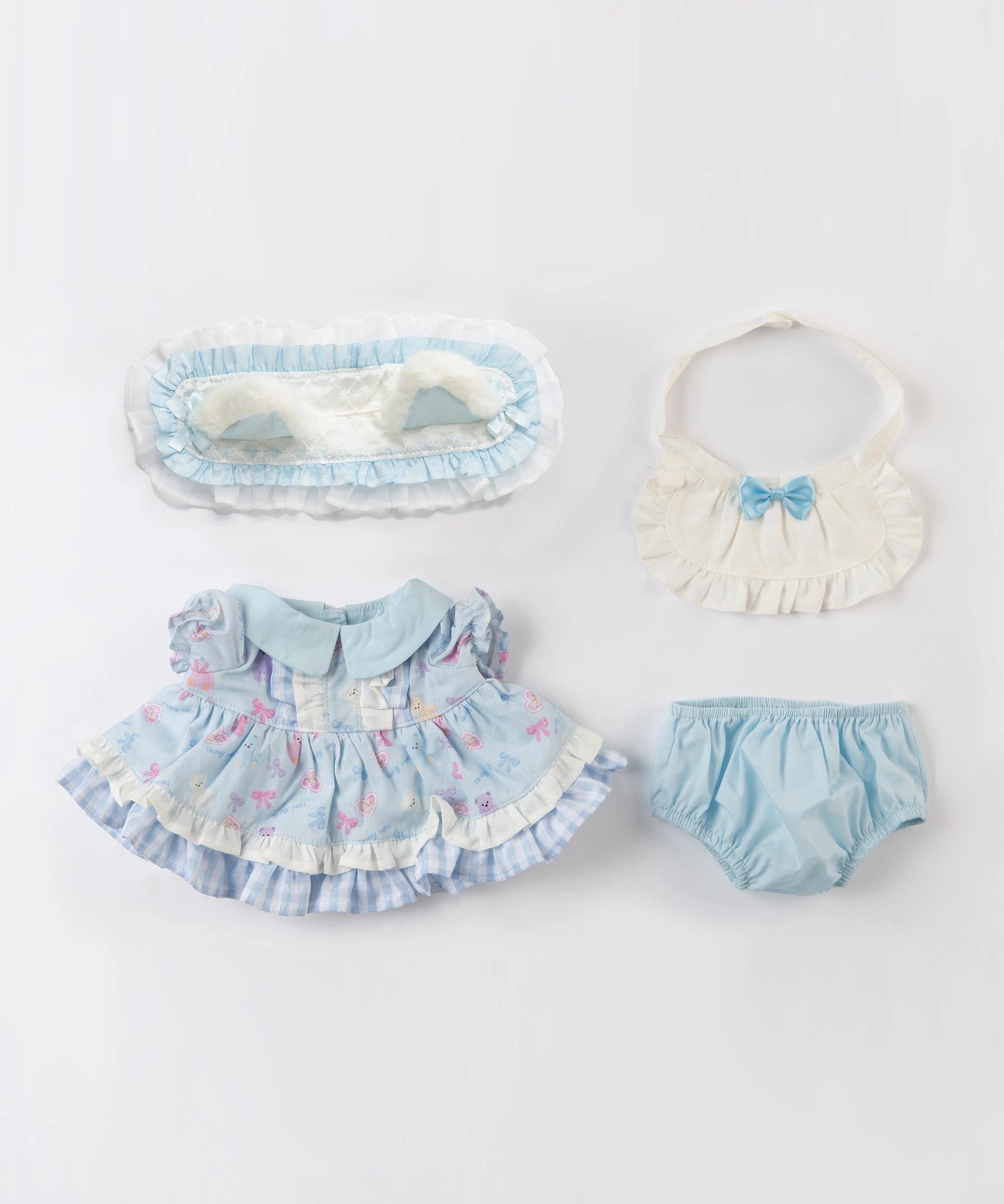 Blossom Collection-Blue Orchid Cat Ear Headband Dress Set-M(30cm)