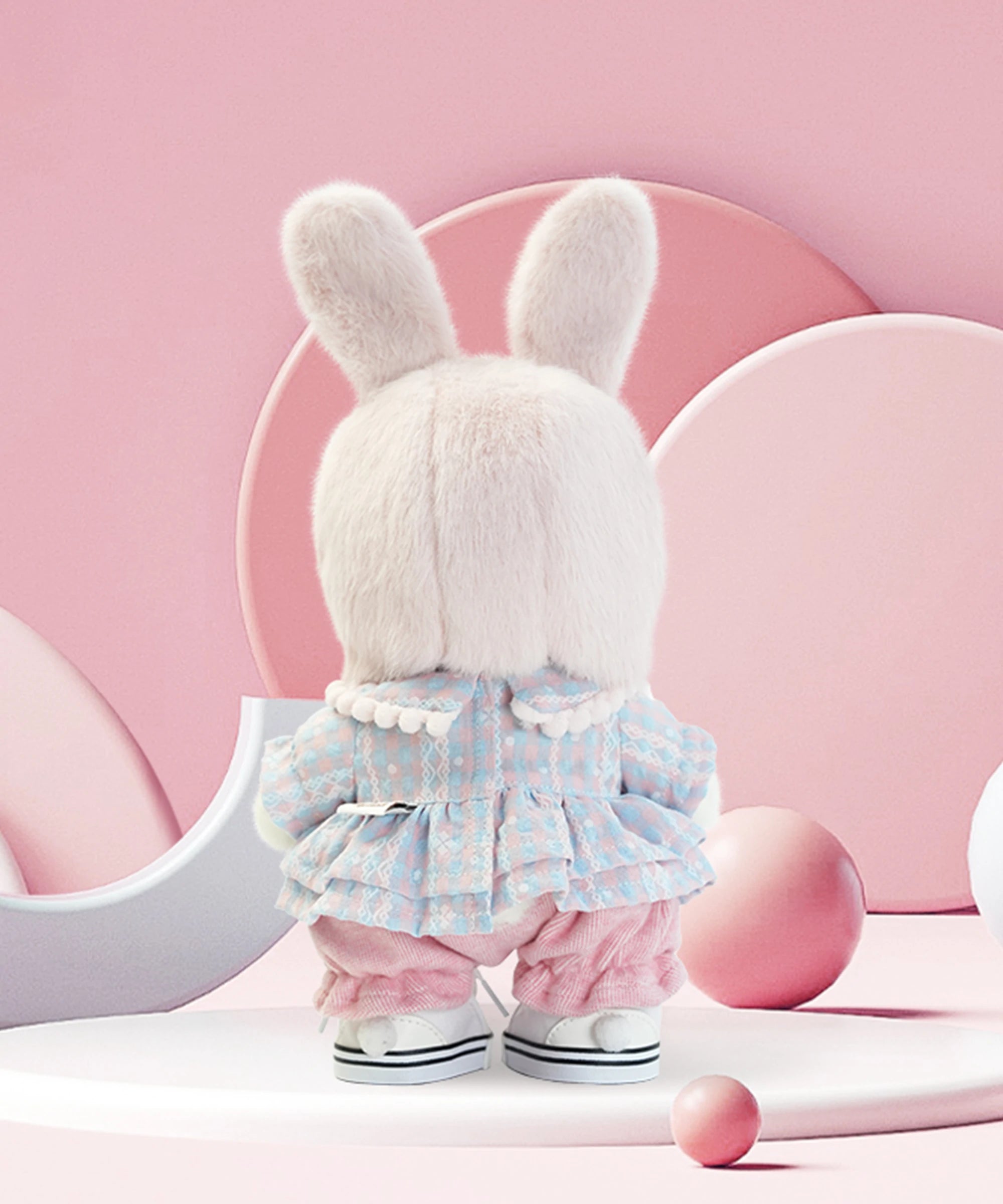 Blossom Collection-Peach Blossom Bunny Hood Dress Set-S(20cm)