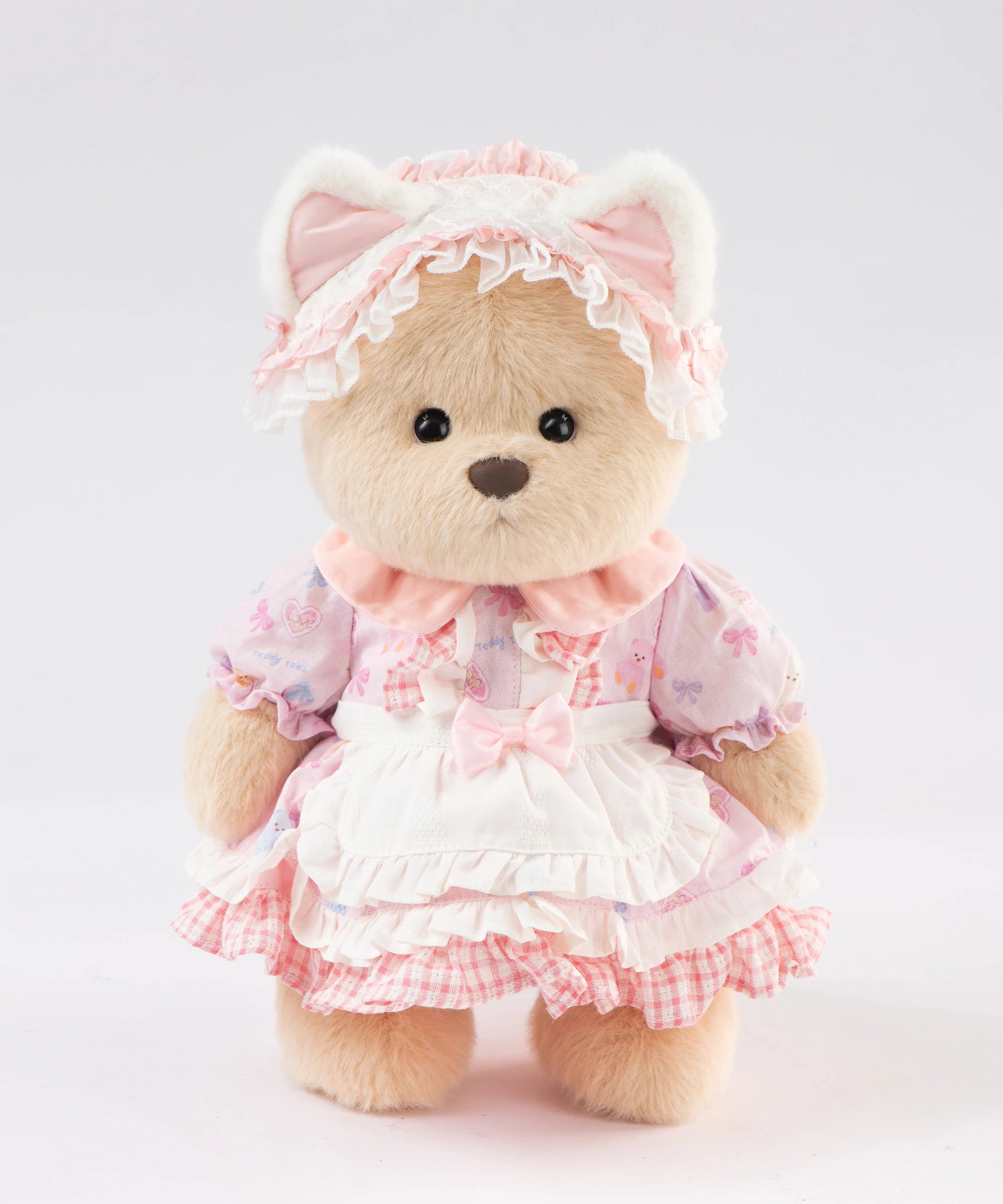 Blossom Collection-Pink Tulip Cat Ear Headband Dress Set-M(30cm)
