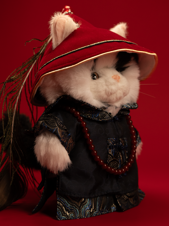 Lina Meow Obio with Embroidered Robe & Peacock Plume(20cm)