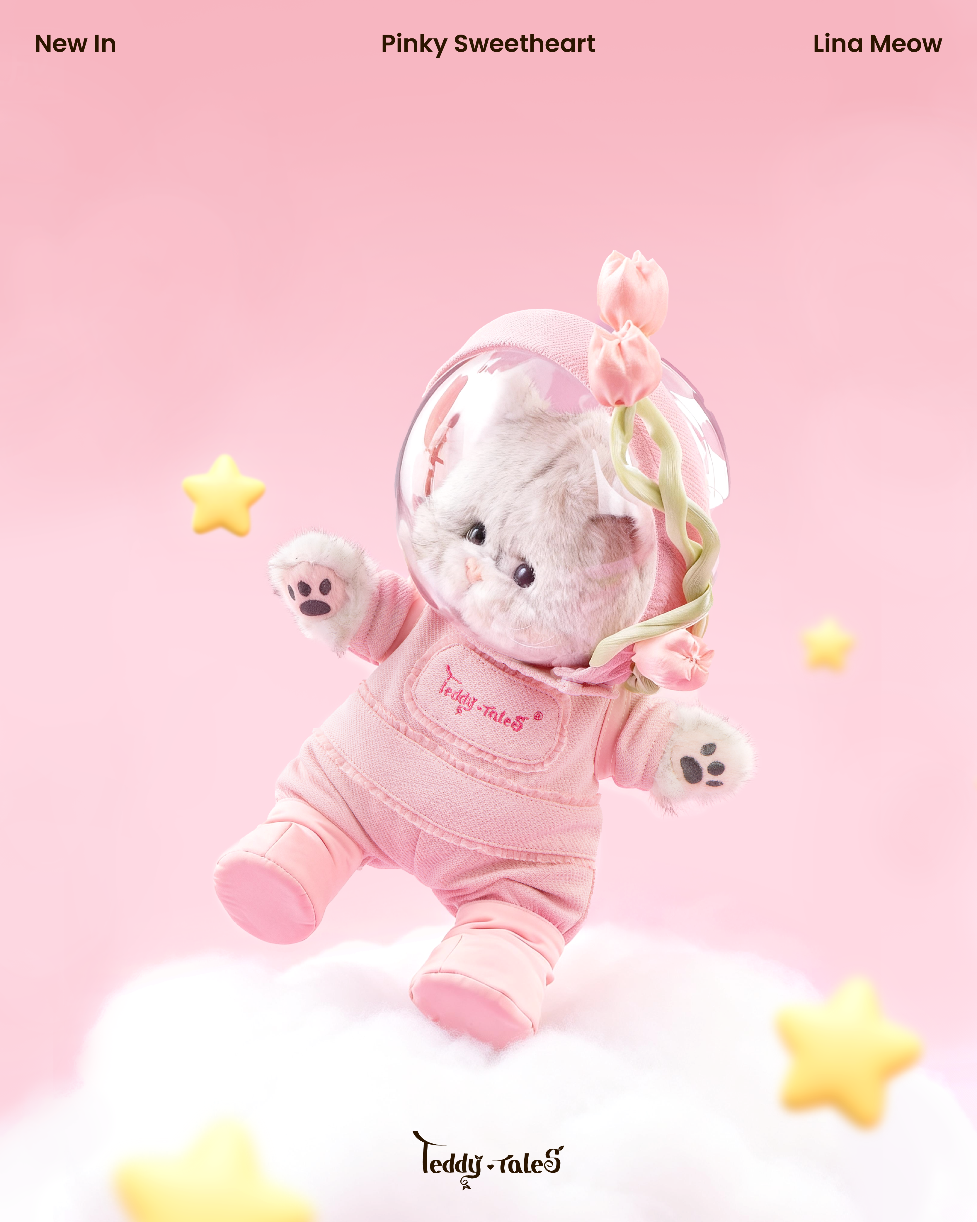 Lina Meow Pinky Sweetheart with Tulip Astronaut Outfit (25-32CM)