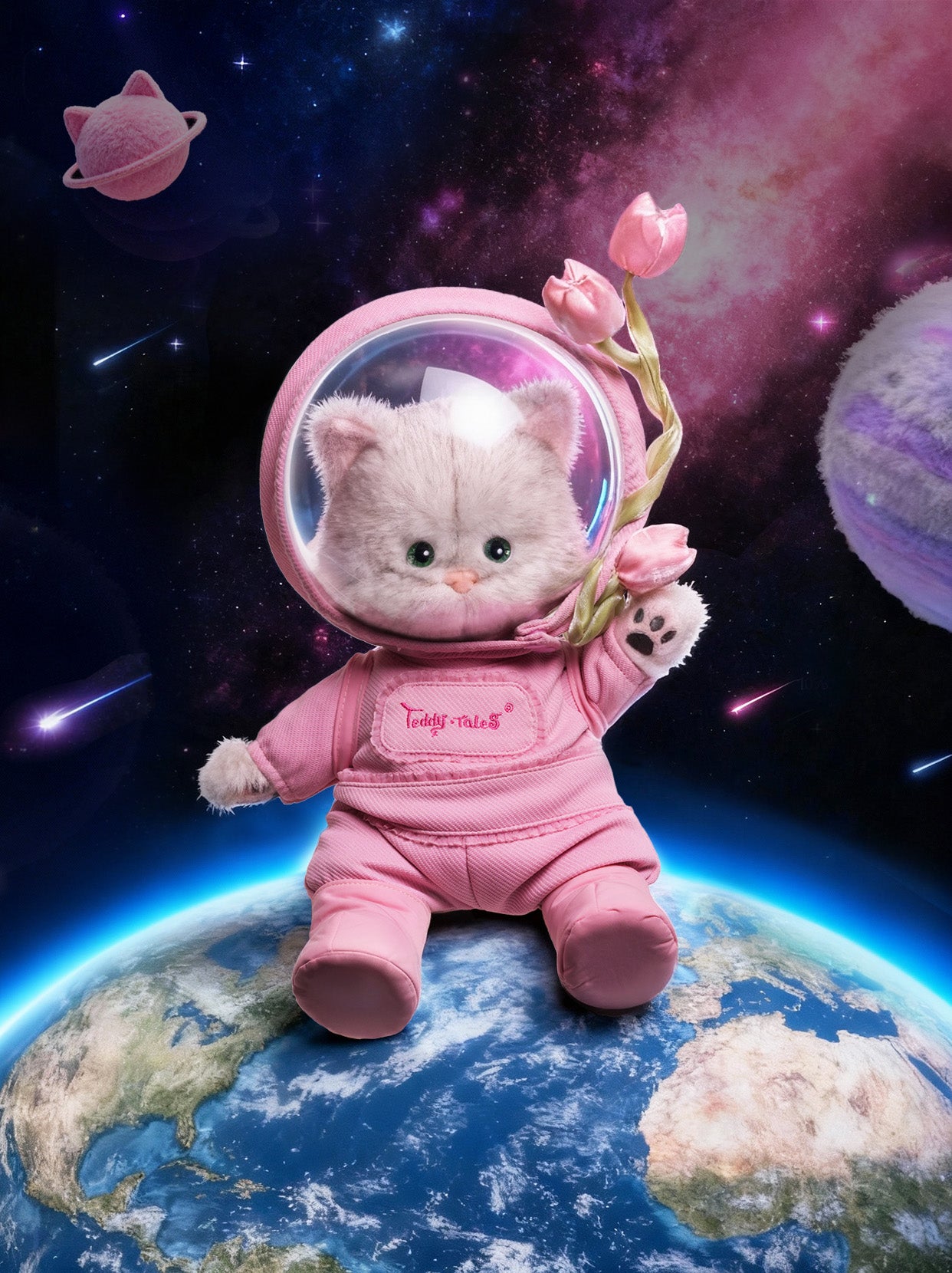 Lina Meow Pinky Sweetheart with Tulip Astronaut Outfit (25-32CM)