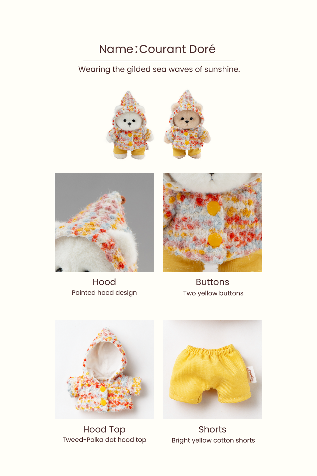 Lina Bear Pocket Series - La Côte de Lina Gilded Bay Gold Suit (15CM)