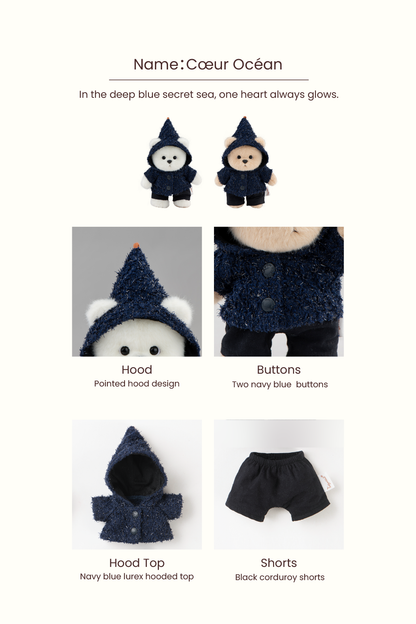 Lina Bear Pocket Series - La Côte de Lina Ocean Heart Blue Suit (15CM)