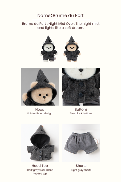 Lina Bear Pocket Series - La Côte de Lina Mist Veil Gray Suit (15CM)