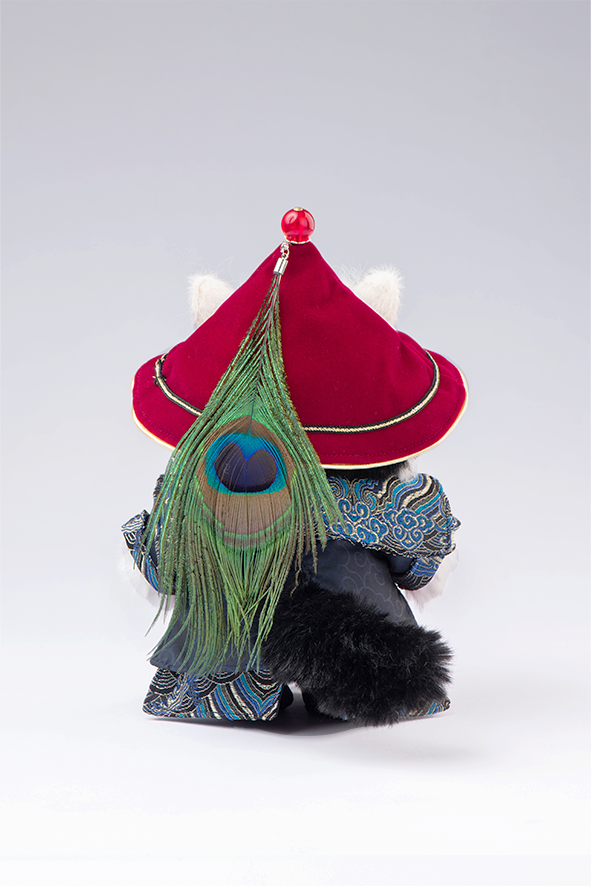 Lina Meow Obio with Embroidered Robe & Peacock Plume(20cm)