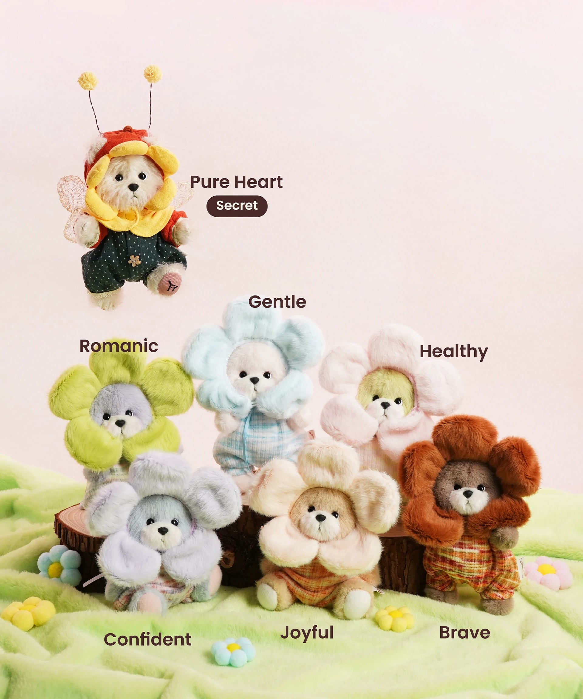 写真絵本『Sweet Wishes』TEDDY BEAR BABYDOLL Blind Box-Lina Forest-Seven Wishes Flower Bear-XS(15cm) – TeddyTales
