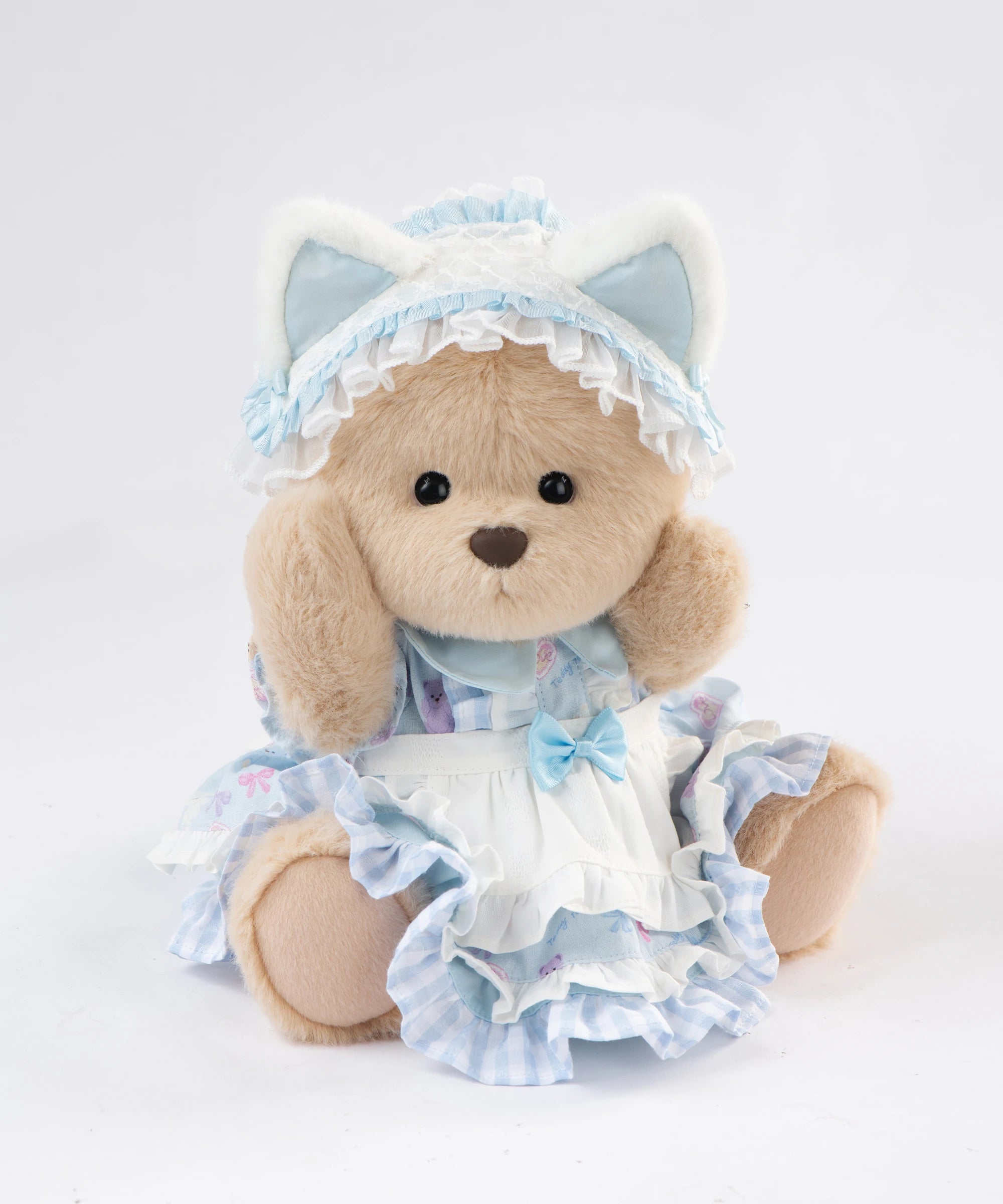 Blossom Collection-Blue Orchid Cat Ear Headband Dress Set-M(30cm)