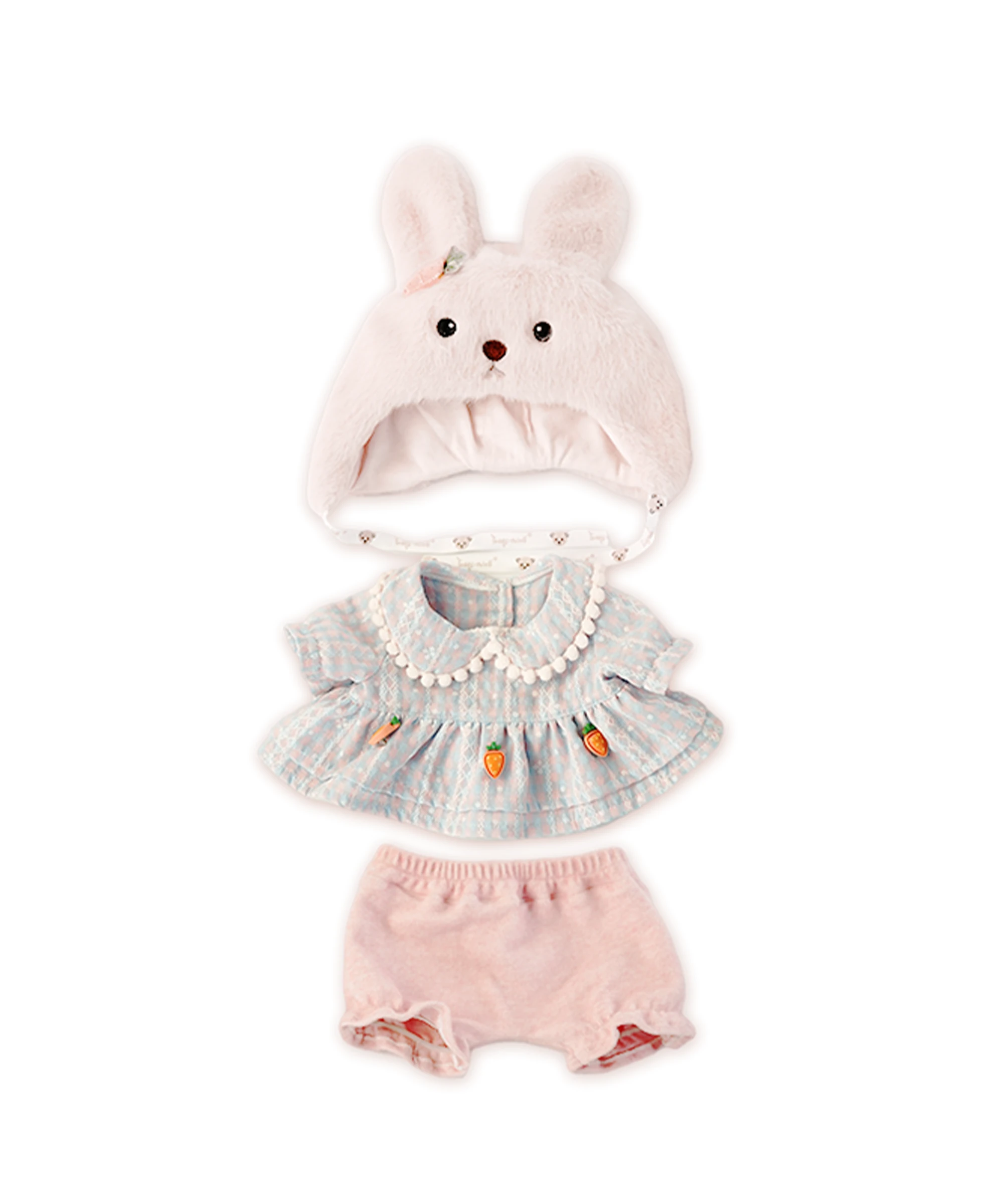 Blossom Collection-Lotus Pink Bunny Hood Dress Set-M(30cm)