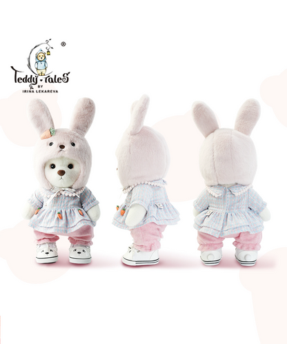 Blossom Collection-Lotus Pink Bunny Hood Dress Set-M(30cm)