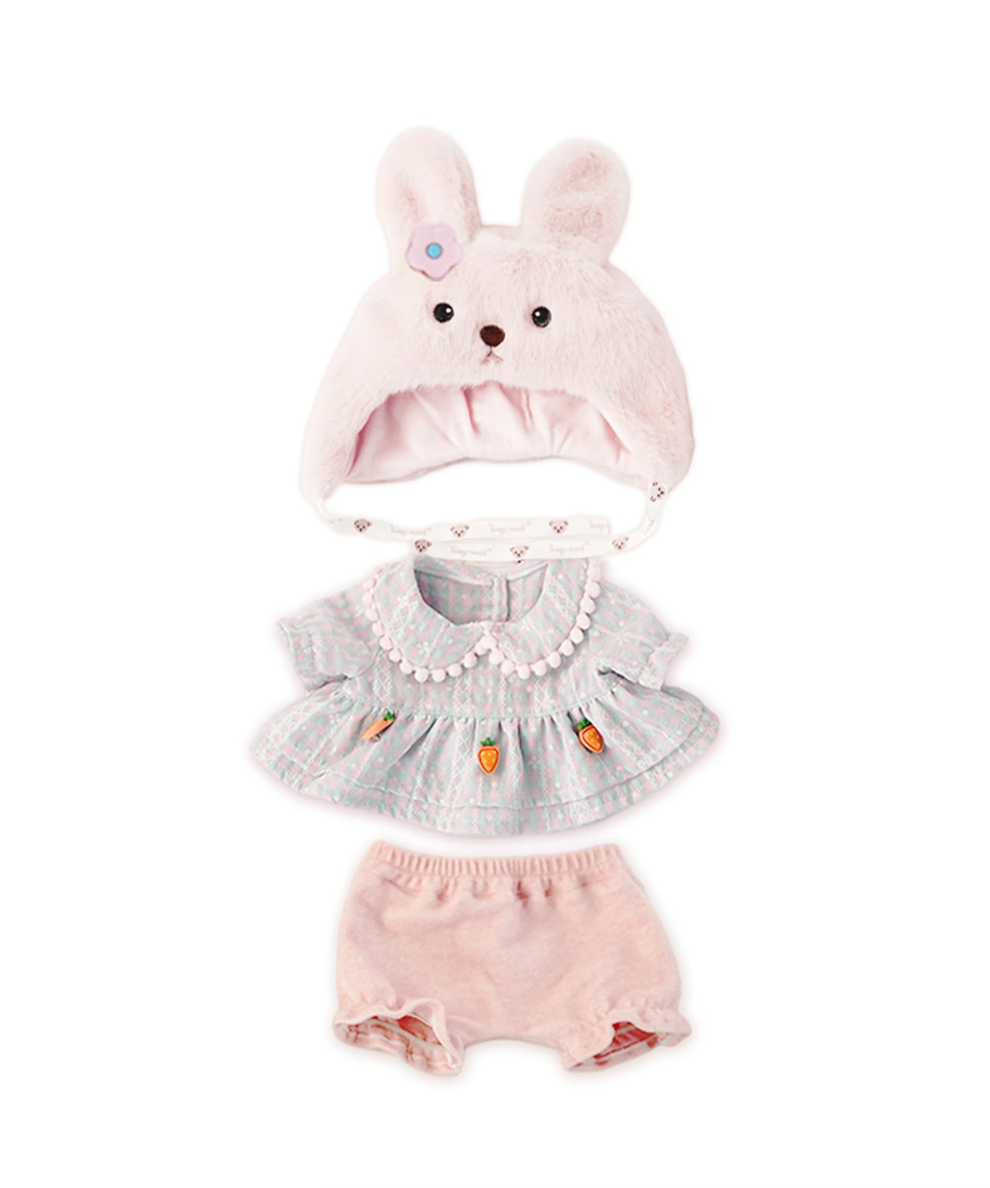 Blossom Collection-Peach Blossom Bunny Hood Dress Set-S(20cm)