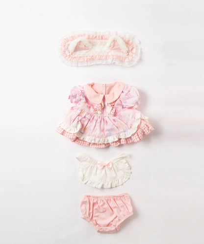 Blossom Collection-Pink Tulip Cat Ear Headband Dress Set-M(30cm)