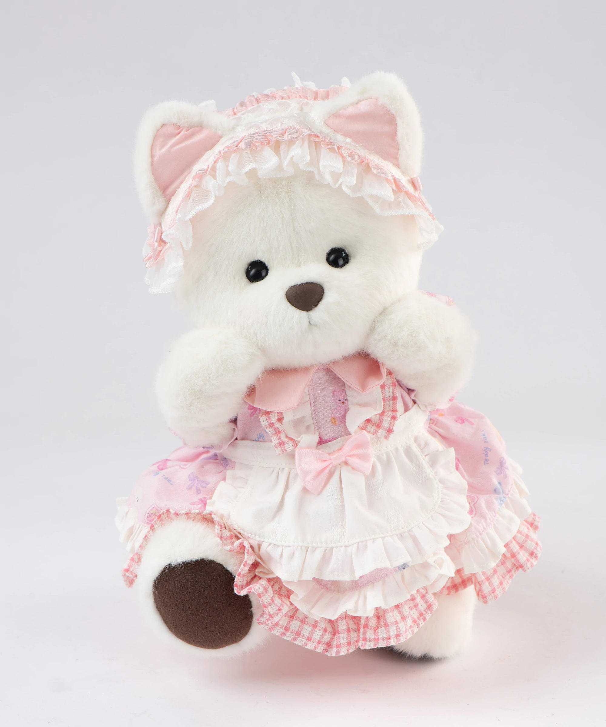 Blossom Collection-Pink Tulip Cat Ear Headband Dress Set-M(30cm)