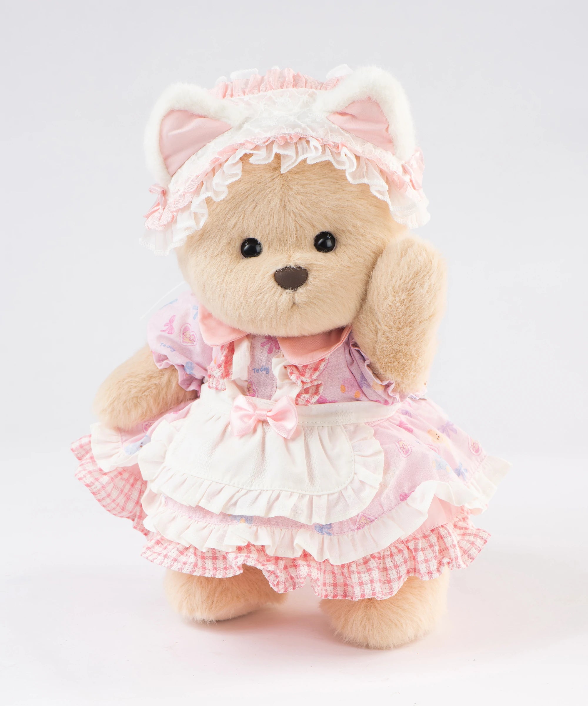 Blossom Collection-Pink Tulip Cat Ear Headband Dress Set-M(30cm)