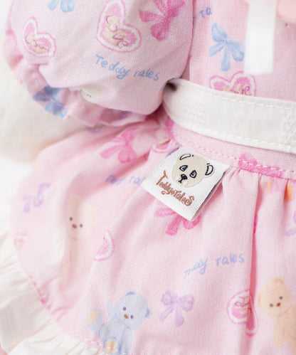 Blossom Collection-Pink Tulip Cat Ear Headband Dress Set-M(30cm)