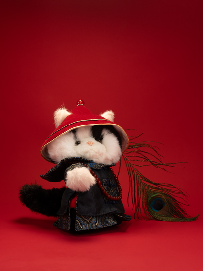 Lina Meow Obio with Embroidered Robe & Peacock Plume(20cm)