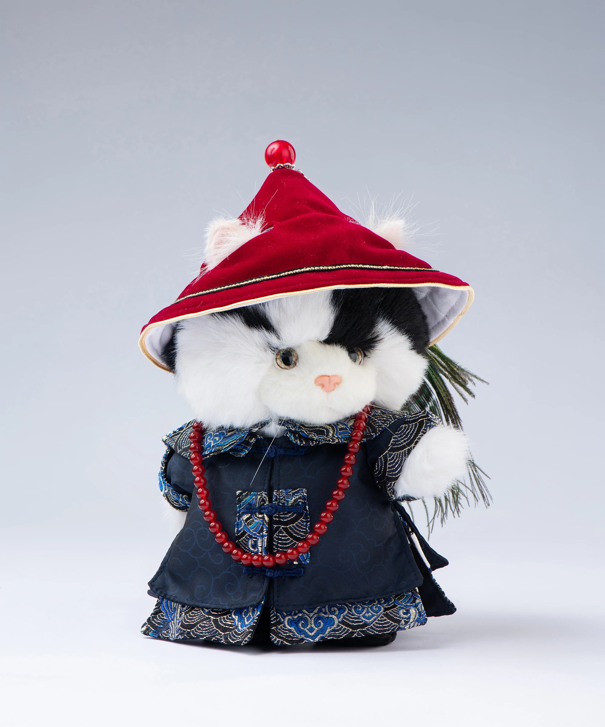 Lina Meow-Obio with Embroidered Robe & Peacock Plume-S(20cm)