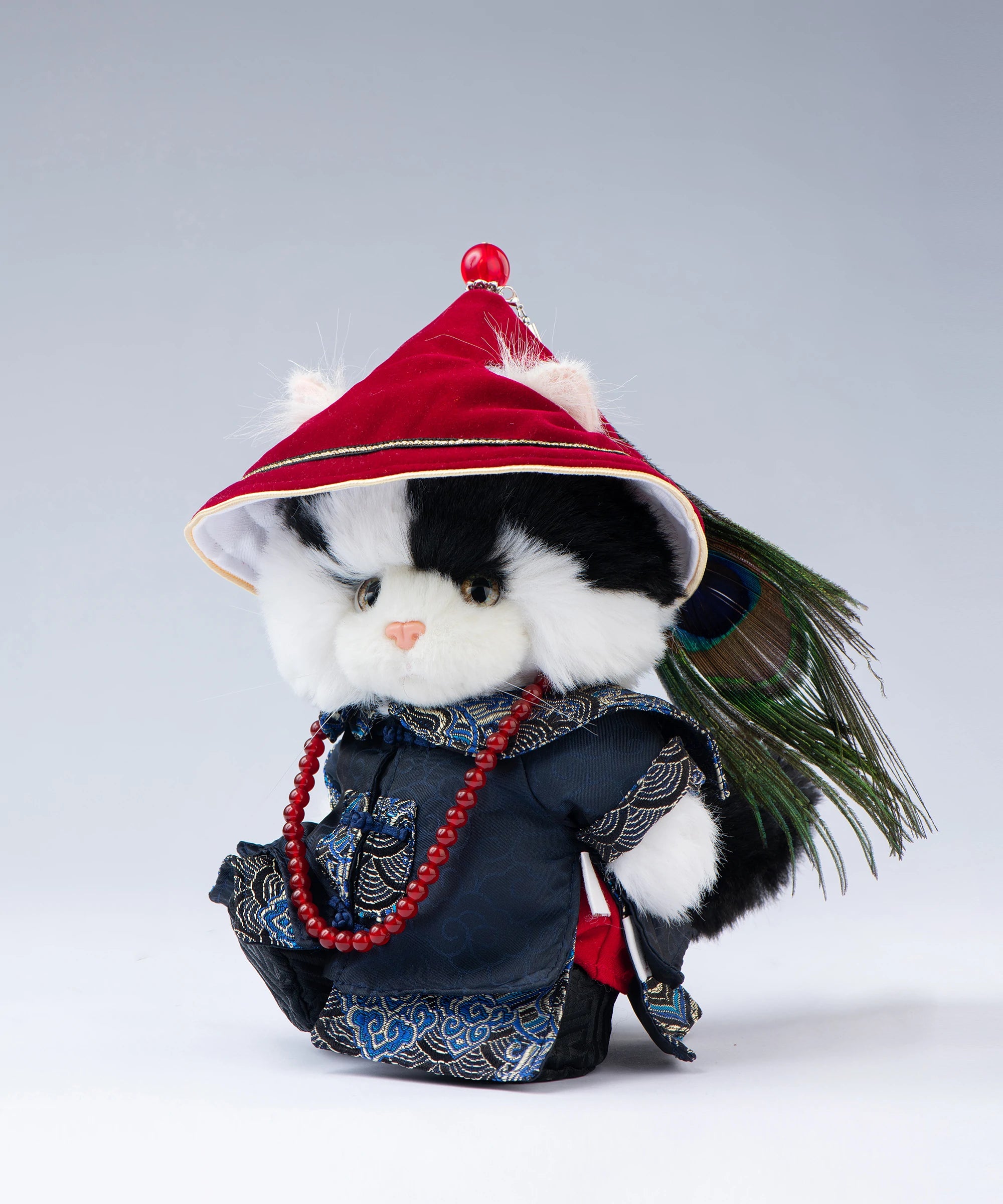 Lina Meow-Obio with Embroidered Robe & Peacock Plume-S(20cm)