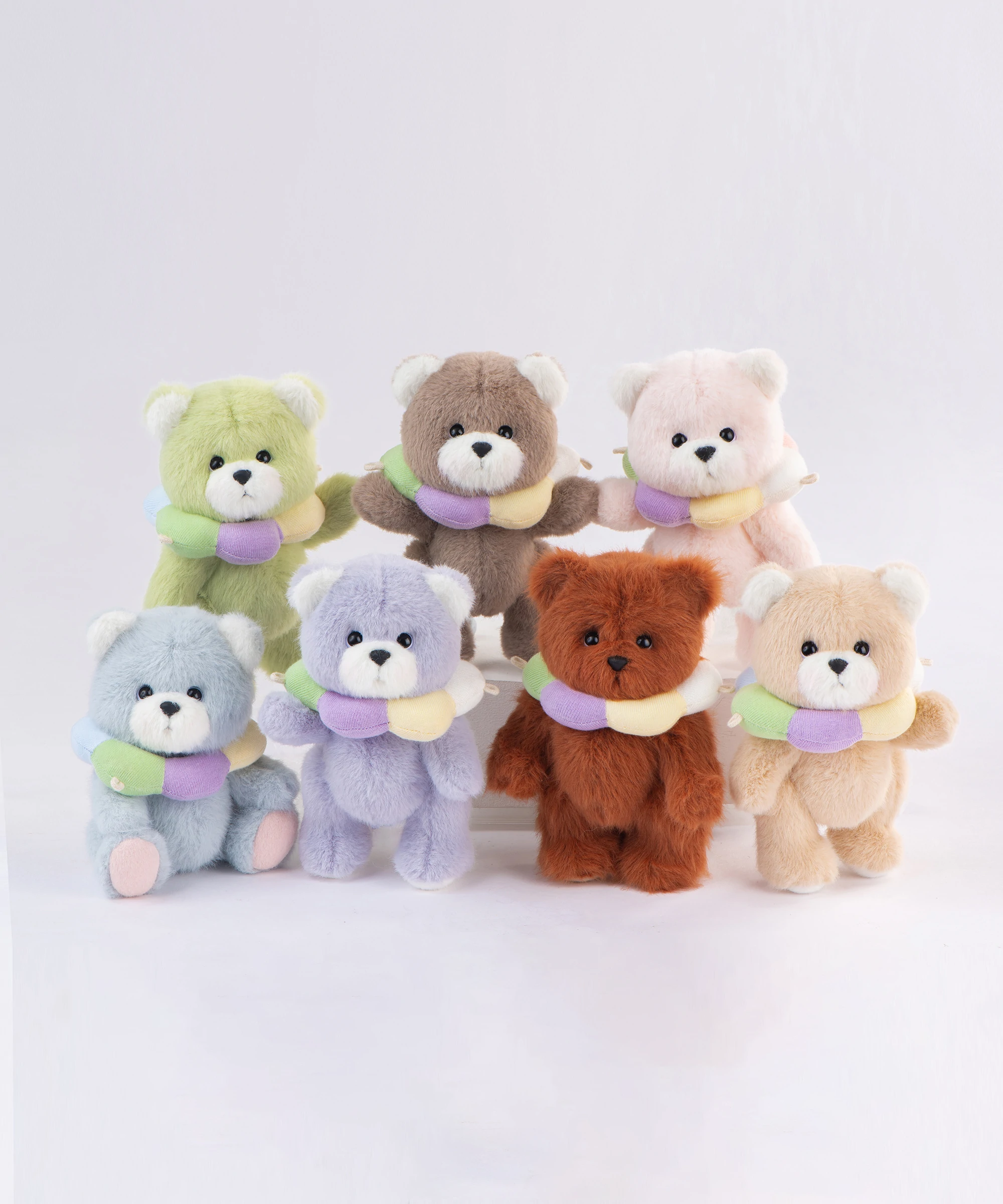 リーナベアぬいぐるみポケットシリーズ - レインボーフラワーピンクベア カラー付 (15cm)