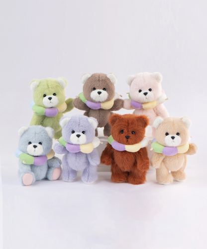 リーナベアぬいぐるみポケットシリーズ - レインボーフラワーピンクベア カラー付 (15cm)