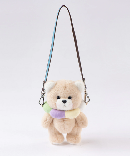 リーナベアぬいぐるみポケットシリーズ - レインボーフラワーピンクベア カラー付 (15cm)