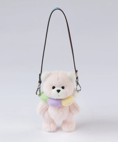 リーナベアぬいぐるみポケットシリーズ - レインボーフラワーピンクベア カラー付 (15cm)