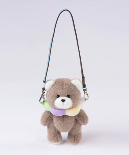 リーナベアぬいぐるみポケットシリーズ - レインボーフラワーピンクベア カラー付 (15cm)