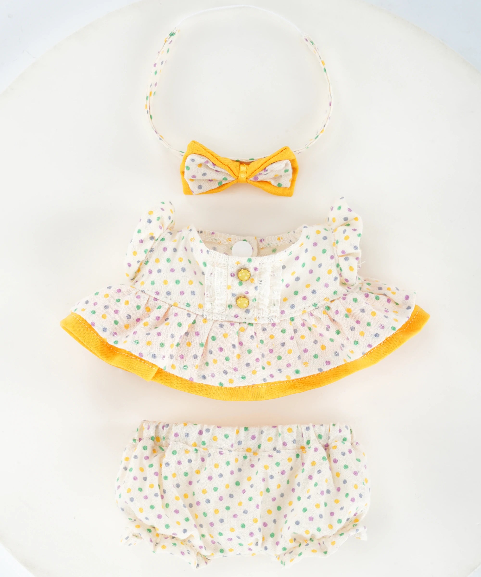 Summer Daisy Orange Polka Dot Outfit Set-S(20cm)