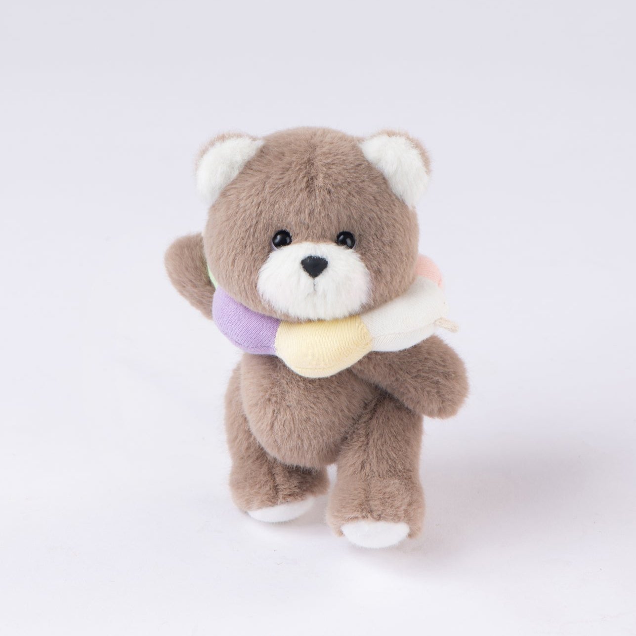 Lina Bear Pocket Series - Rainbow Flower Bear in Brown With Collar (15cm)