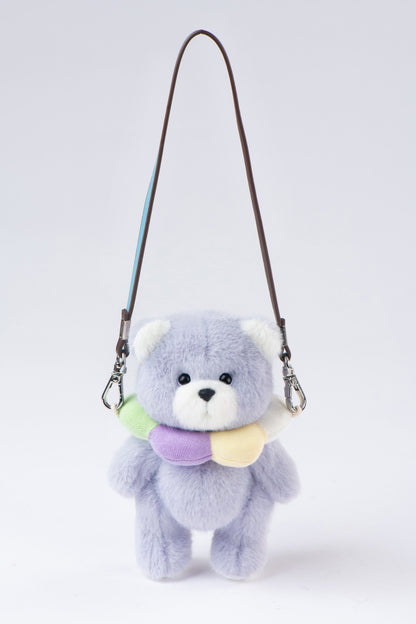 Lina Bear Pocket Series - Rainbow Flower Bear in Purple With Collar (15cm)