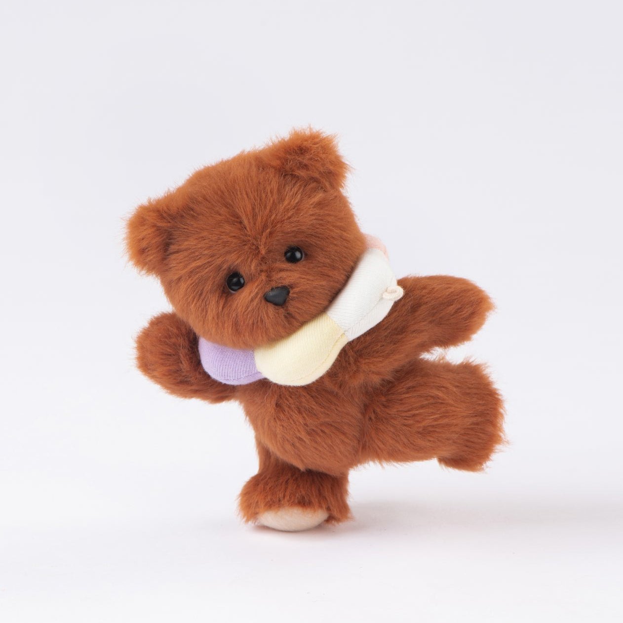 Lina Bear Pocket Series - Rainbow Flower Bear in Chestnut with Collar (15cm)